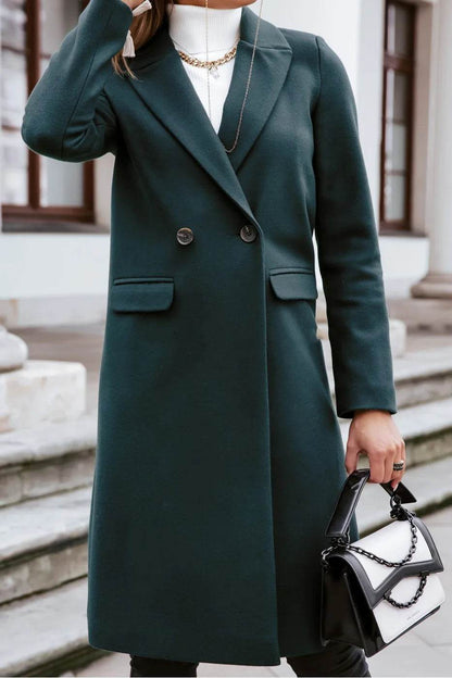 Buy Center Women's Long Woolen Coat - Stylish Autumn Winter Trench - Buy Center UK