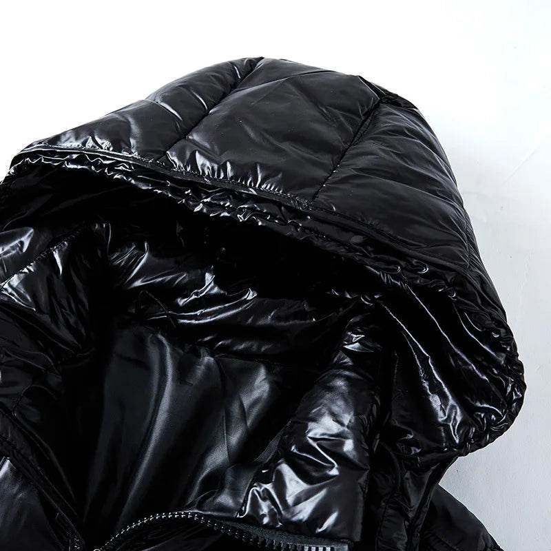 Buy Center Glossy Down Jacket for Men - Thickened, Hooded, Warm - Buy Center UK