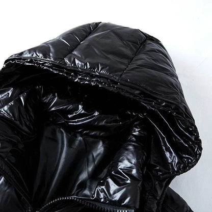 Buy Center Glossy Down Jacket for Men - Thickened, Hooded, Warm - Buy Center UK
