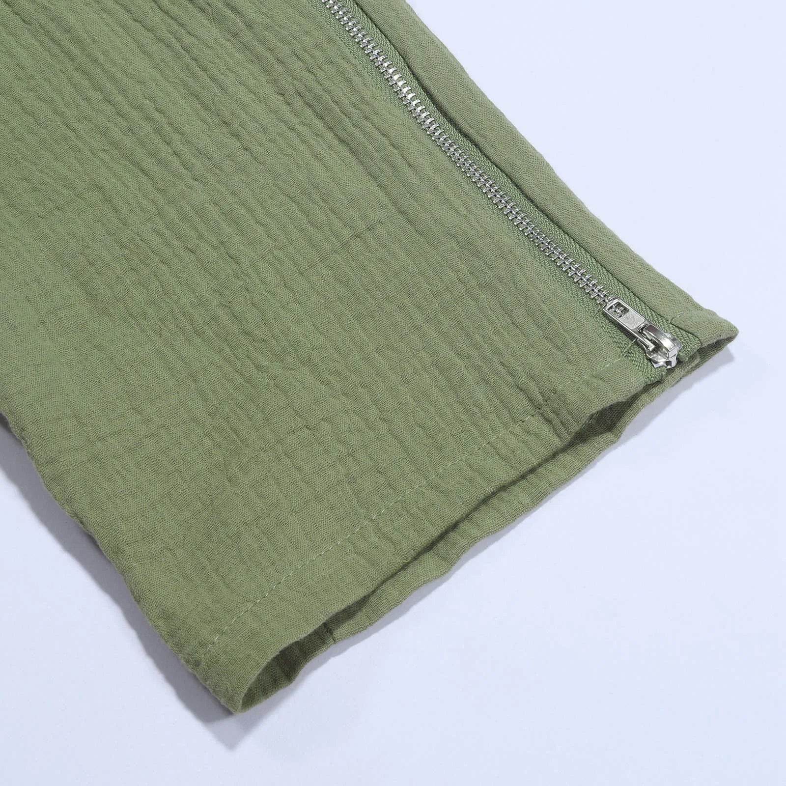 Spring Autumn Men's Wide Leg Pants - Casual Zipper Pockets, Elastic Waist - Buy Center UK
