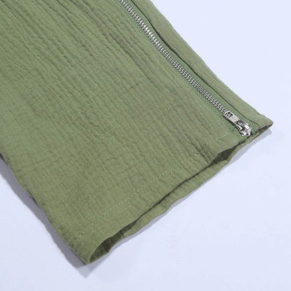 Spring Autumn Men's Wide Leg Pants - Casual Zipper Pockets, Elastic Waist - Buy Center UK
