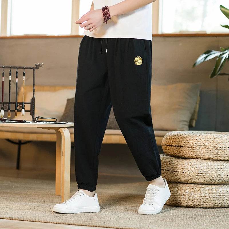 Buy Center Summer Casual Cotton Linen Ninth Pants - Loose Harem Style - Buy Center UK