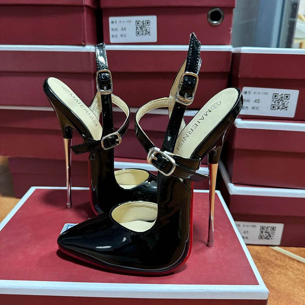 Buy Center 16cm Super High Heels Stilettos - Black Ankle Strap Pumps - Buy Center UK