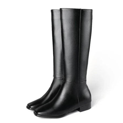 Buy Center Women's Square Tube Boots - Knee-High, Side Zipper Style - Buy Center UK