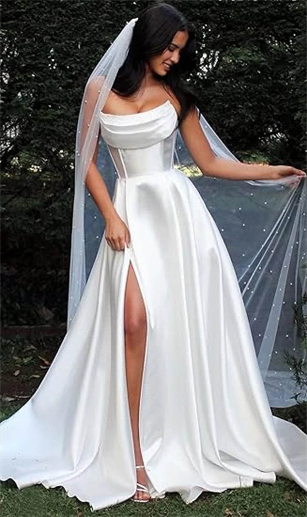 Customized Strapless Corset Prom Dress - Elegant A-Line Satin Gown - Buy Center UK
