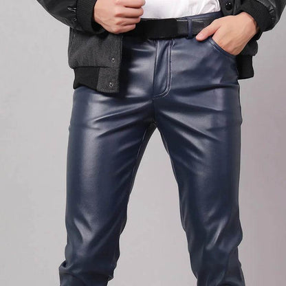Buy Center Men's PU Leather Pants - Slim Fit Rock Style Trousers - Buy Center UK