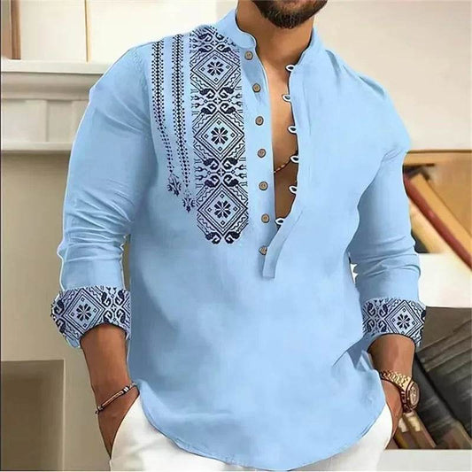 Buy Center Men's Long Sleeve 7 Button Shirt - Stylish & Comfortable - Buy Center UK