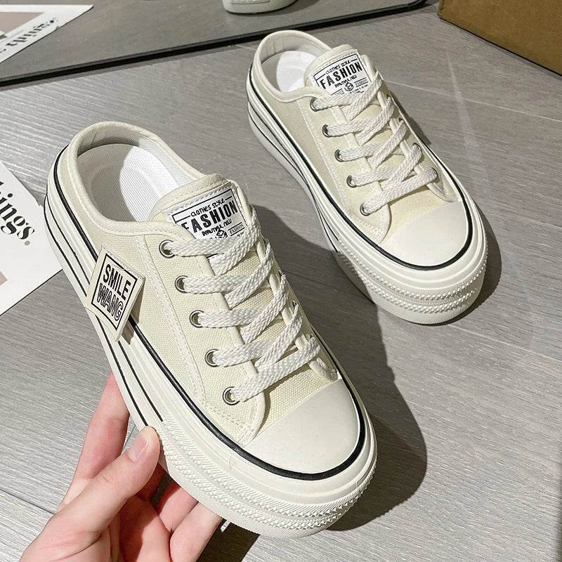 Buy Center Women’s Chunky Sneakers - Casual Canvas Slippers with Height - Buy Center UK