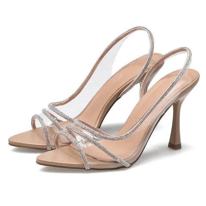 Women’s Rhinestone Slingback Pumps - Elegant High Heels for Summer - Buy Center UK