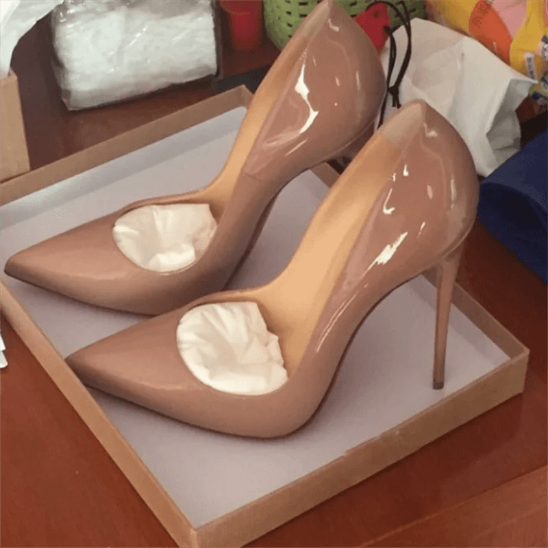 Buy Center Women's Patent Pointed Toe Slip-On Pumps - 12cm Heels - Buy Center UK