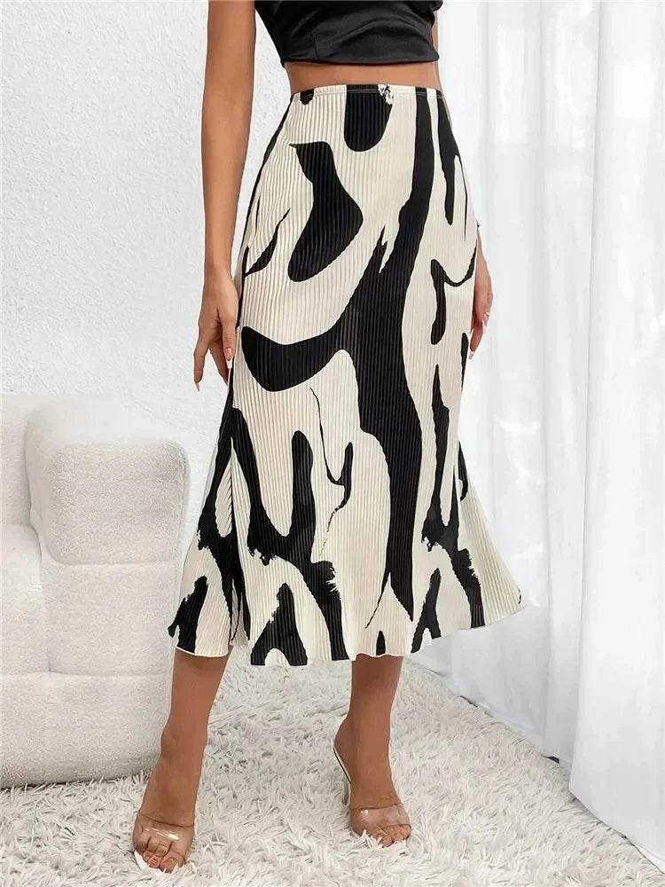 Buy Center Women's Pleated Midi Skirt - Autumn Fashion, High Waist - Buy Center UK