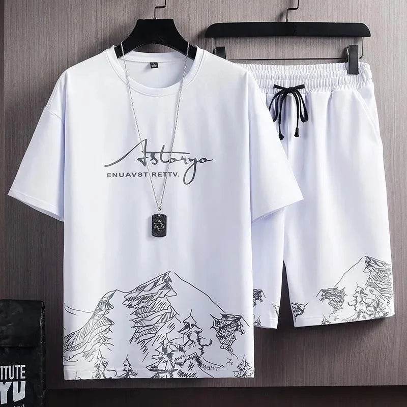 Buy Center Quick Dry Ice Silk Gradient Men's 2-Piece Set for Summer - Buy Center UK