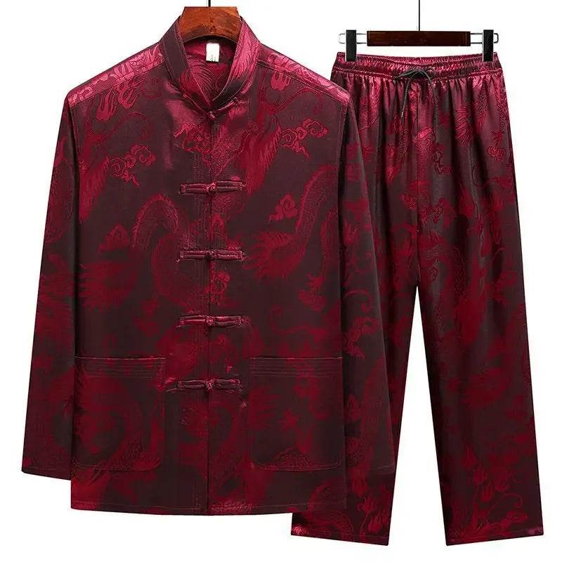 Buy Center Casual Ice Silk Tang Suit - Plus Size, Loose Fit for Men - Buy Center UK