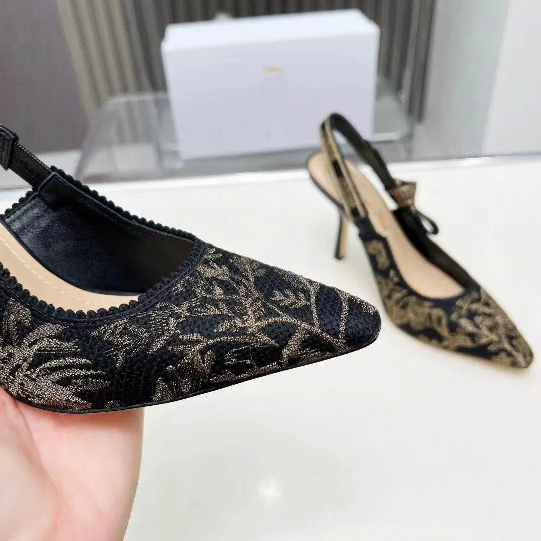 Buy Center Pointed Toe Lace High Heels Sandals - Butterfly Knot Design - Buy Center UK