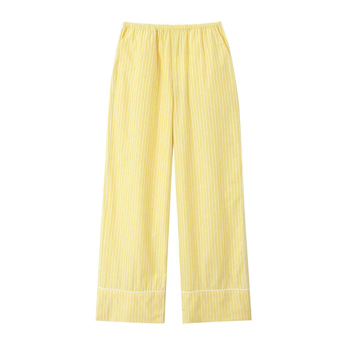 Elegant Yellow Striped Women's Casual Loose Shirt - Summer Style - Buy Center UK