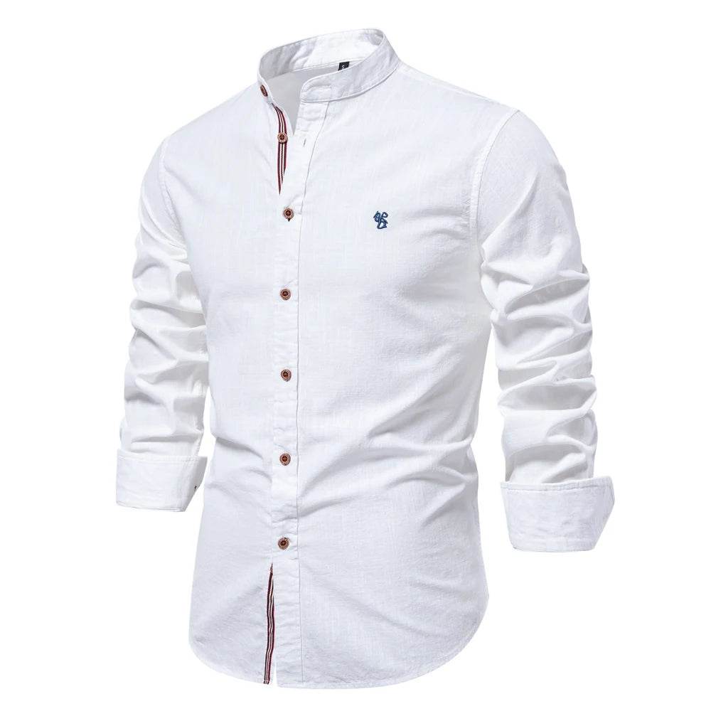 AIOPESON 100% Cotton Long Sleeve Shirt for Men - Casual Elegance - Buy Center UK