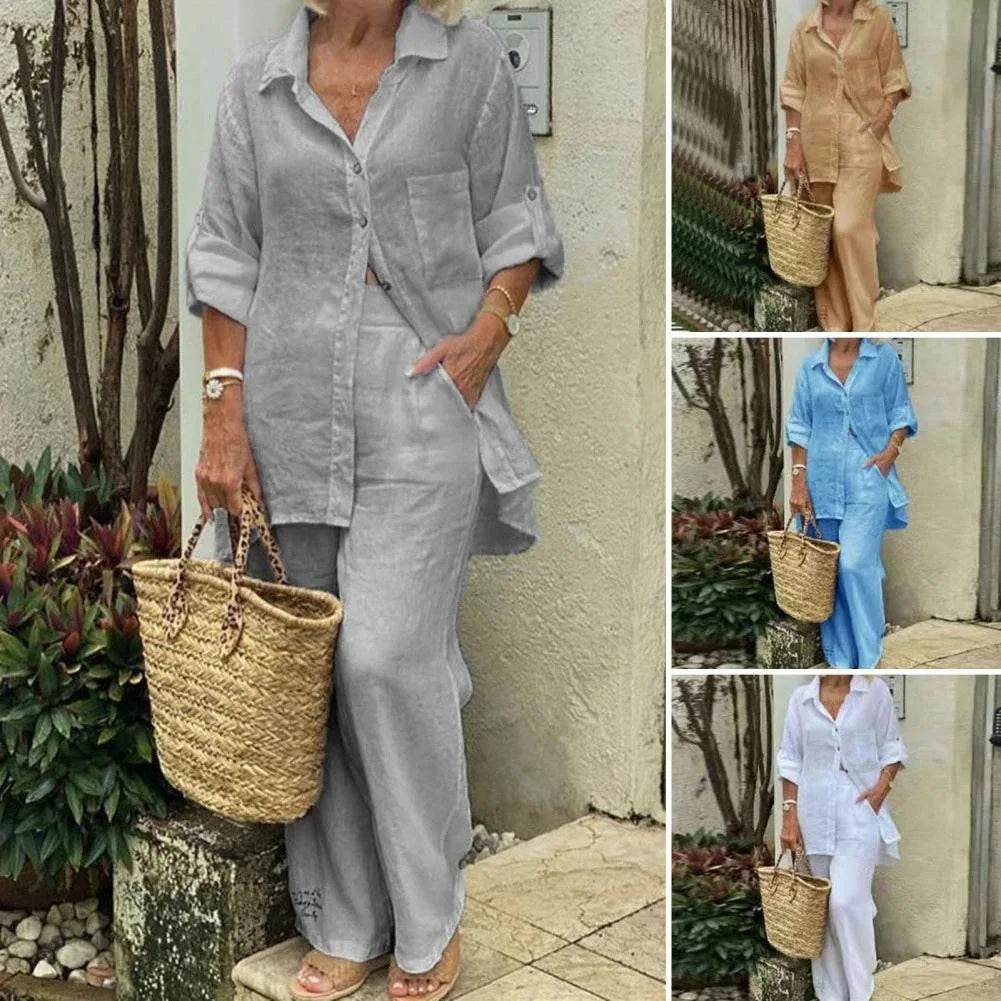 Buy Center Women's Summer Cotton Linen 2 Piece Set - Stylish & Comfortable - Buy Center UK