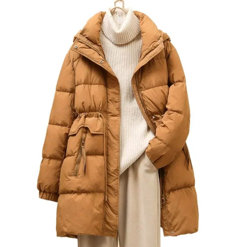 Buy Center Women's White Duck Down Puffer Jacket - Slim Fit & Hooded - Buy Center UK