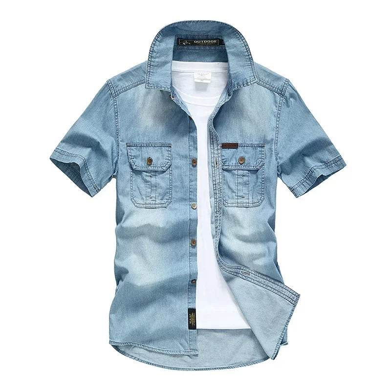 Buy Center Multi Pockets Denim Shirt - High-Quality Summer Casual Wear - Buy Center UK