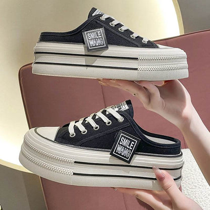 Buy Center Women’s Chunky Sneakers - Casual Canvas Slippers with Height - Buy Center UK
