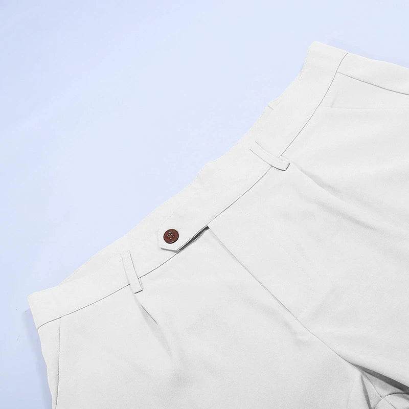 Buy Center Men's Solid Color Suit Pants - Mid Waist Casual Trousers - Buy Center UK