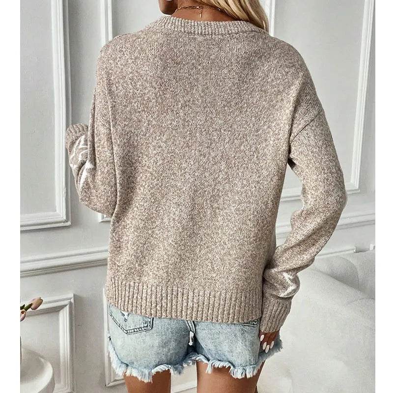Buy Center Women’s Autumn Sweater - Five-Pointed Star Round Neck Pullover - Buy Center UK