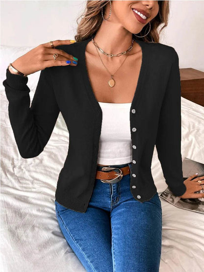 Buy Center Women's Vintage V Neck Cardigan - Cozy Knit Sweater Top - Buy Center UK