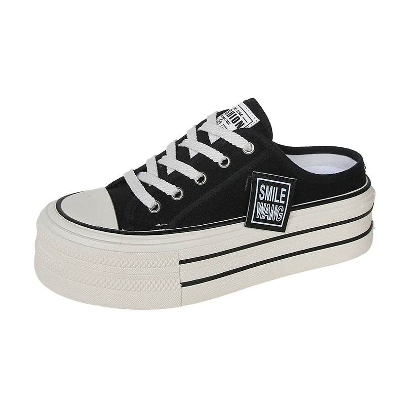 Buy Center Women’s Chunky Sneakers - Casual Canvas Slippers with Height - Buy Center UK