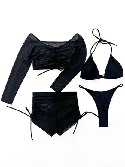 Buy Center 4 Piece Women’s Bikini - Halter Top & Drawstring Shorts - Buy Center UK