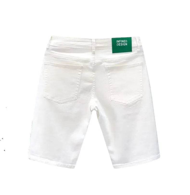 Buy Center 2023 Summer Casual Denim Shorts - Slim Fit White Knee Length - Buy Center UK
