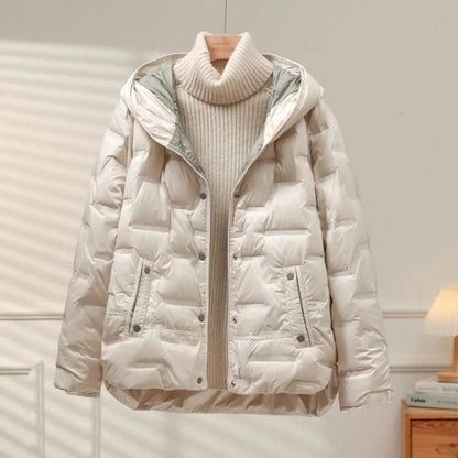 Buy Center 2024 White Duck Down Coat - Lightweight Hooded Jacket - Buy Center UK