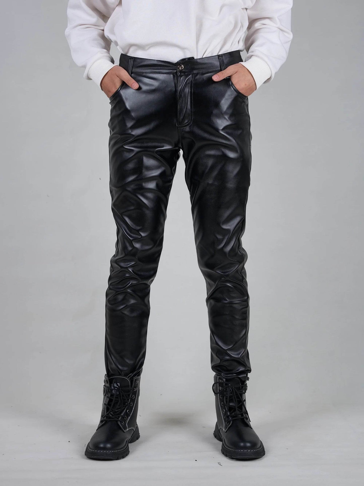 Buy Center Men's Slim-Fit PU Leather Pants - Versatile & Stylish - Buy Center UK