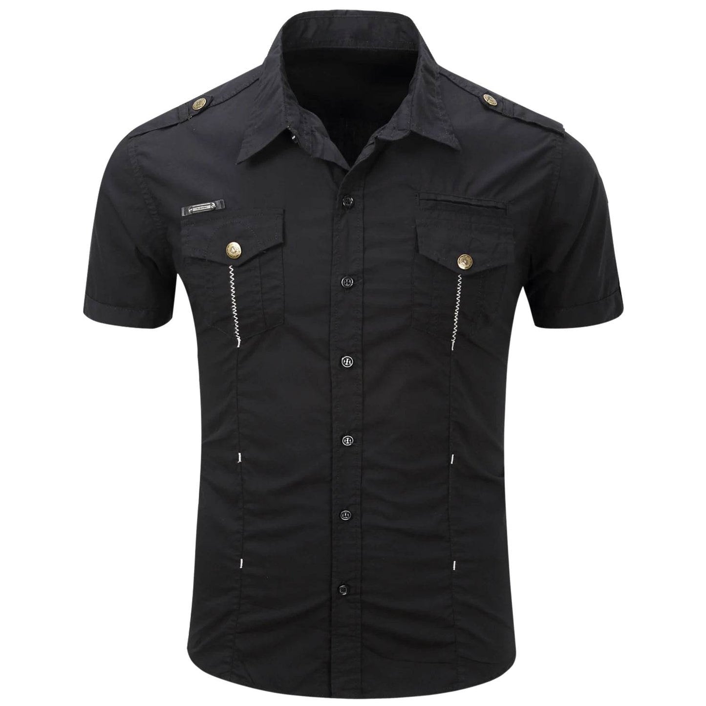 Buy Center Men's Cotton Military Tactical Shirt - Short Sleeve Summer Style - Buy Center UK
