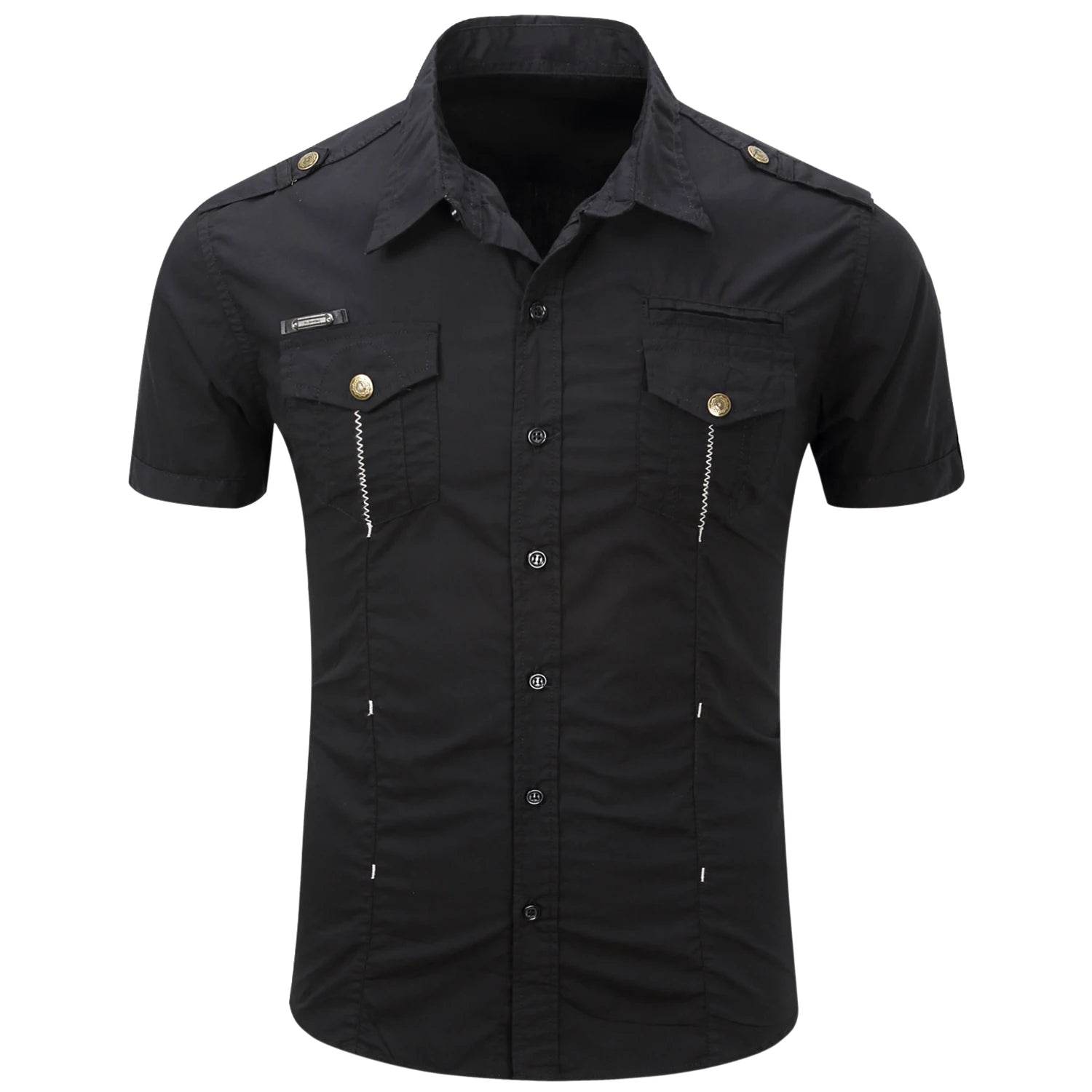 Buy Center Men's Cotton Military Tactical Shirt - Short Sleeve Summer Style - Buy Center UK