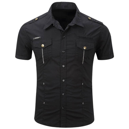 Buy Center Men's Cotton Military Tactical Shirt - Short Sleeve Summer Style - Buy Center UK