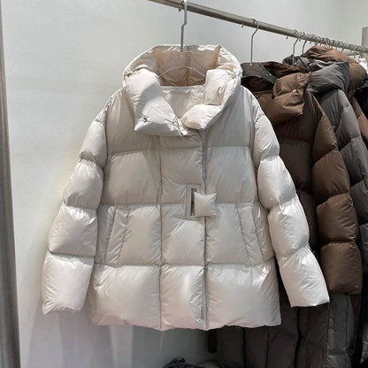 Janveny Women's 90% White Duck Down Jacket - Oversized Puffer Coat - Buy Center UK
