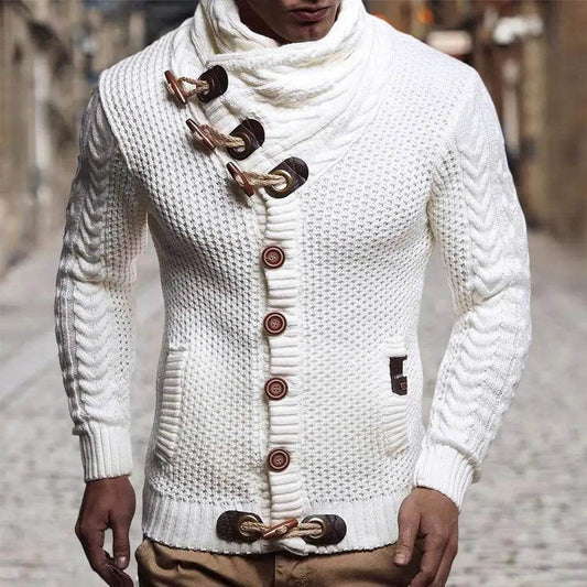 Vintage Turtleneck Cardigan Sweater - Slim Fit, Long Sleeve Men’s Knitwear - Buy Center UK
