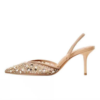 Buy Center Luxury Designer Bling Heels - Pointy Toe, Elegant Slingbacks - Buy Center UK