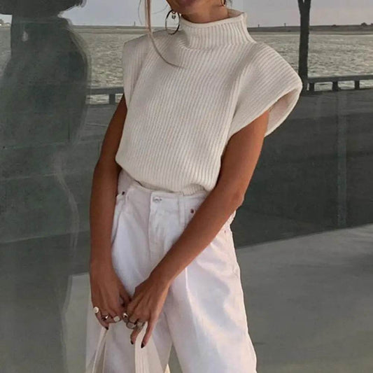 Buy Center Women's Sleeveless Vest Sweater - Warm Turtleneck Pullover - Buy Center UK