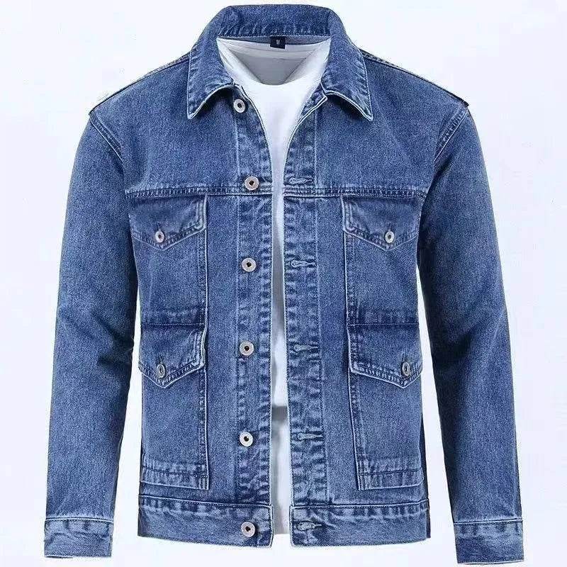 Buy Center Men's Solid Color Denim Jacket - Casual Loose Fit, Large Size - Buy Center UK