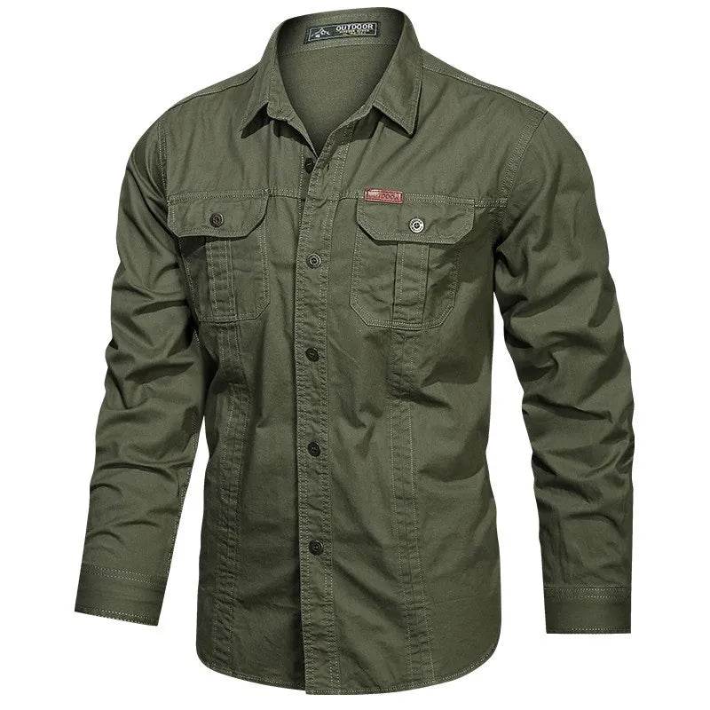 Buy Center Men's Long Sleeve Cargo Shirt - High-Quality Cotton Style - Buy Center UK
