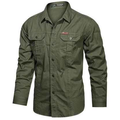 Buy Center Men's Long Sleeve Cargo Shirt - High-Quality Cotton Style - Buy Center UK