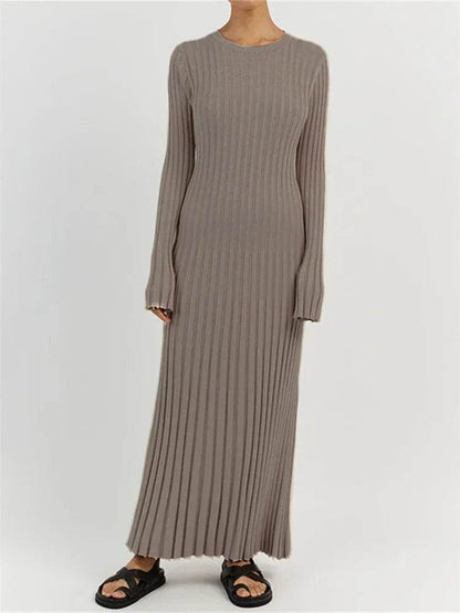 Tossy Lace-Up Knit Maxi Dress - High Waist Autumn Fashion Chic - Buy Center UK