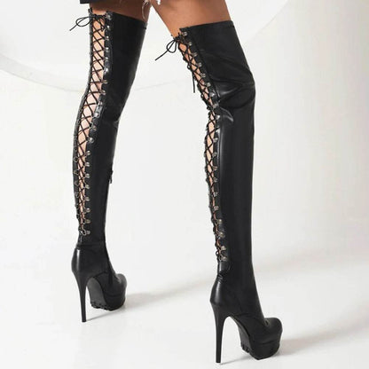 Buy Center Women's Over The Knee Platform Boots - Super High Chunky Heel - Buy Center UK
