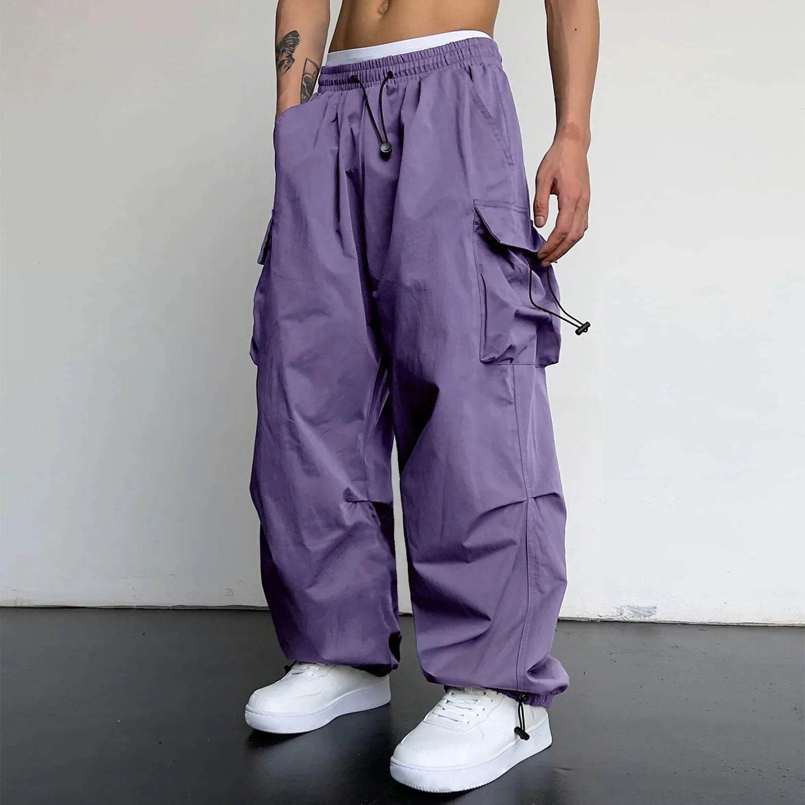 Men's Casual Mid Waist Sports Pants - Multi Pocket & Breathable Fit - Buy Center UK