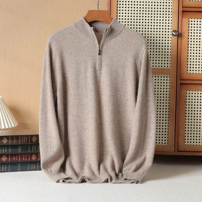 Buy Center Men's Cashmere Sweater - Half Zipper Turtleneck, Warm Knitted - Buy Center UK