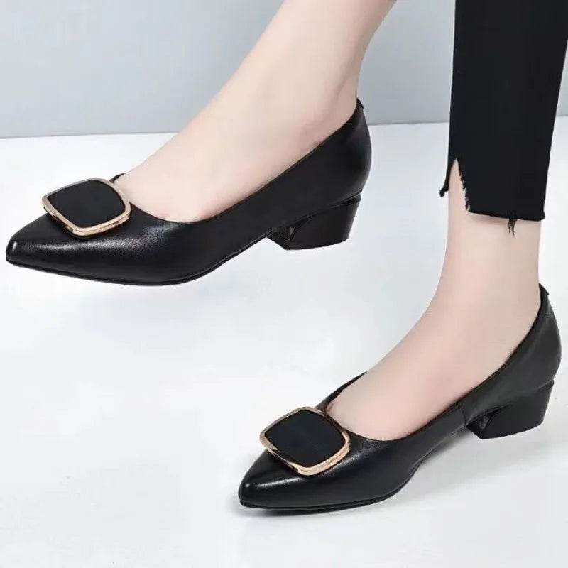 Buy Center Women’s Chunky Heels - Casual Slip-On Summer Pumps - Buy Center UK