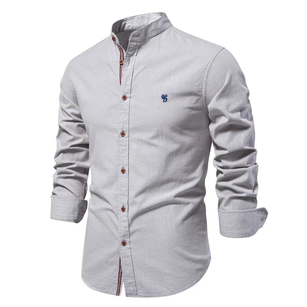 2025 Cotton Linen Embroidery Shirt for Men - Casual Long Sleeve - Buy Center UK