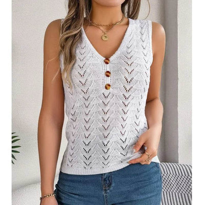 Stylish Women's V-Neck Button Tank Top - Perfect for Summer Vacations - Buy Center UK