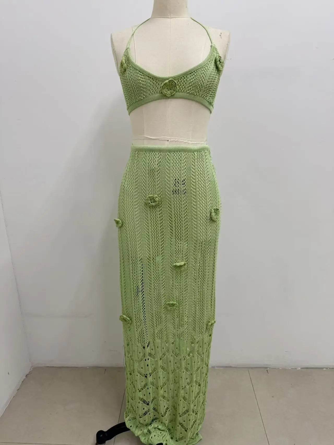 VEITCHE 3D Flower Halter Bikini Set - Backless and Elegant Beach Wear - Buy Center UK